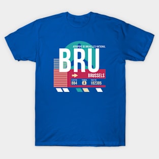 Brussels (BRU) Airport Code Baggage Tag E T-Shirt